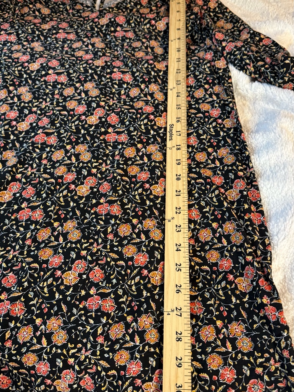Old Navy Black Floral V-Neck Long Sleeve Dress with Pink Roses 🌹 mini - Picture 9 of 10